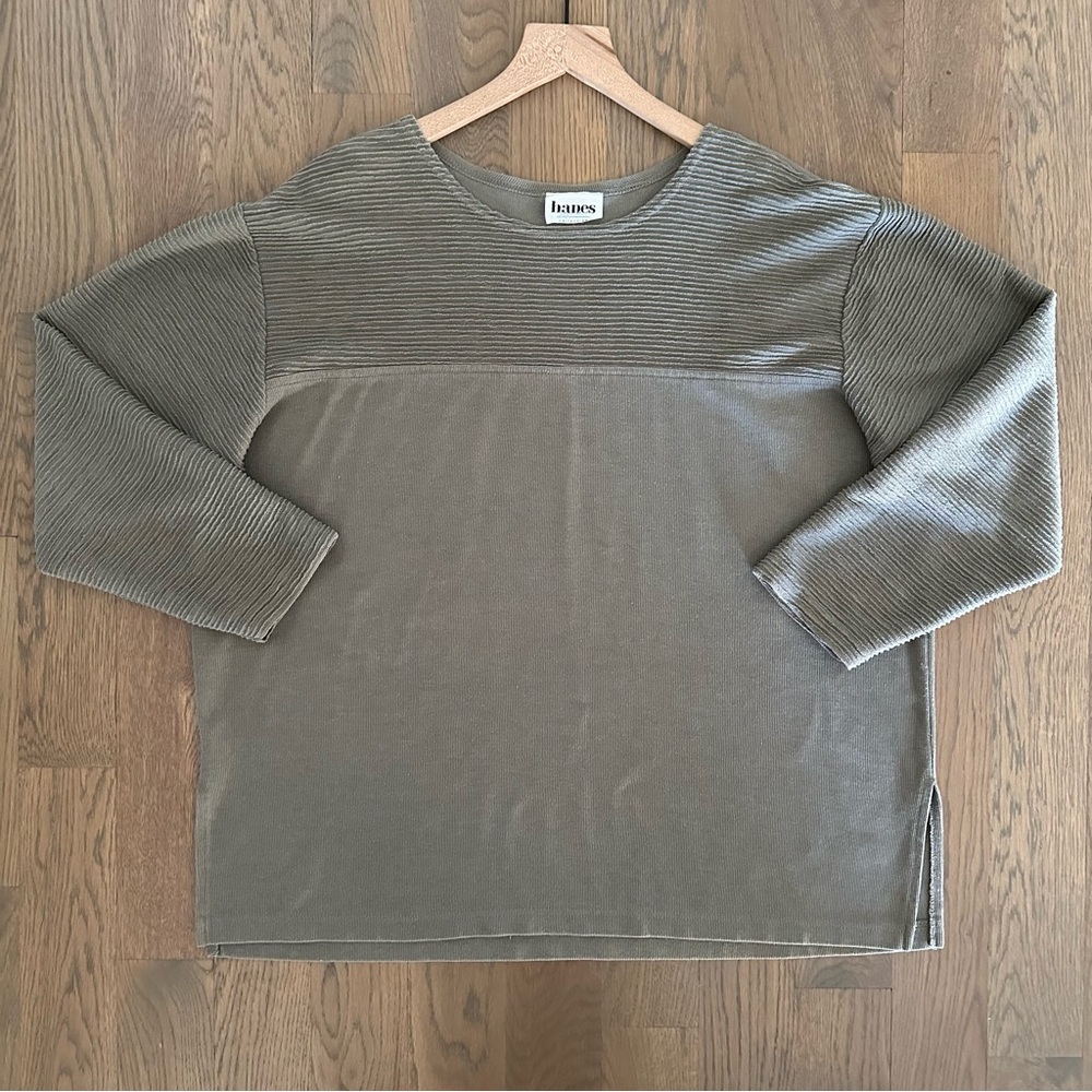 Vintage Hanes Signature Collection Round Neck Knit Oversize Top Dusty Olive XL